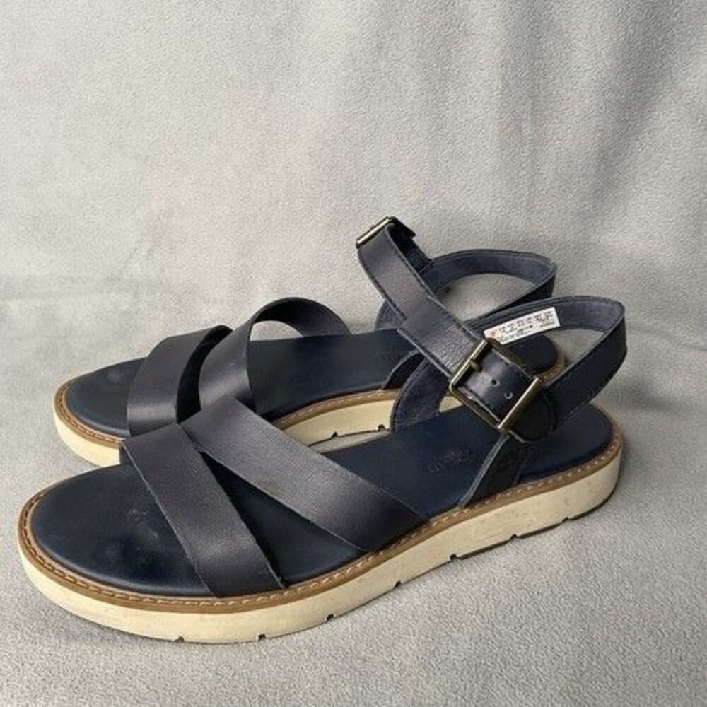 Timberland Bailey Park Strappy Buckle Black Leather OpenToe Sandal Women Size 10